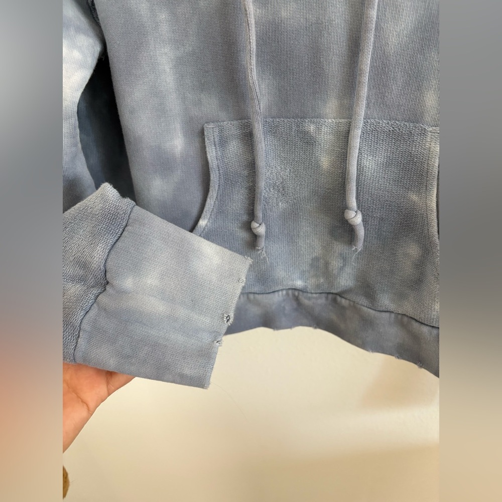Love Shack Fancy Washed Denim Anarosa Distressed Hoodie Sweatshirt Small - Picture 6 of 10